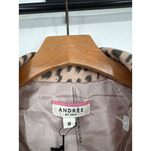 Andree By Unit Blush Leopard Moto Jacket faux suede size medium womens new $67 - Picture 3 of 6
